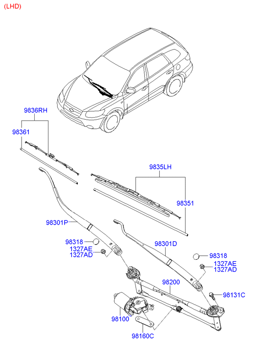 Hyundai 983602B000 - Pyyhkijänsulka inparts.fi