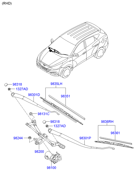 Hyundai 983502Y000 - Pyyhkijänsulka inparts.fi