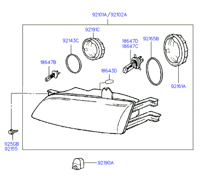 Hyundai 1864755009E - Polttimo, mutkavalonheitin inparts.fi