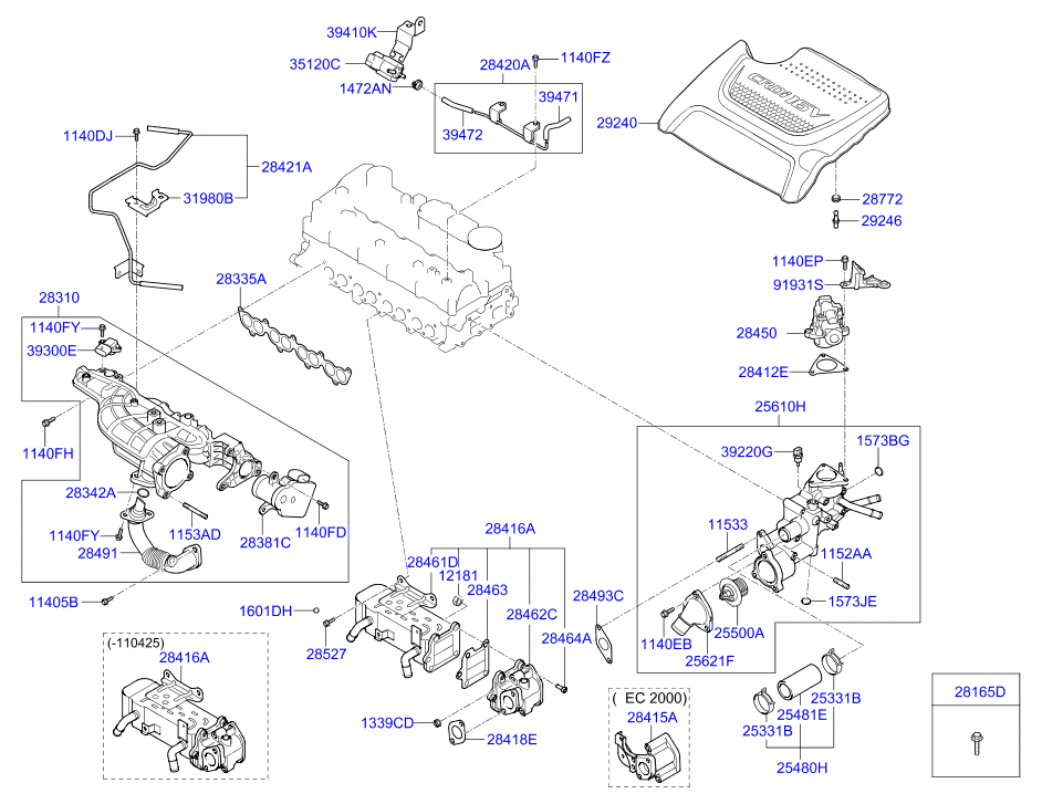 Hyundai 28410-2F000 - Venttiili, pakokaasun kierrätys inparts.fi