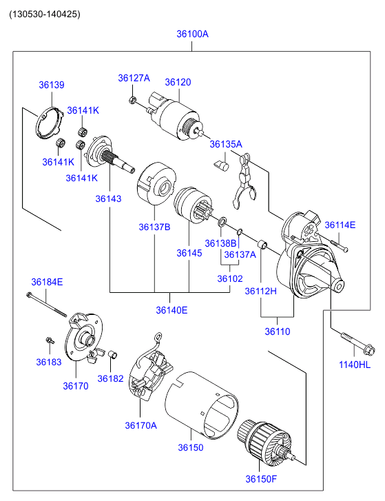 Hyundai 36100-2B602 - Käynnistinmoottori inparts.fi