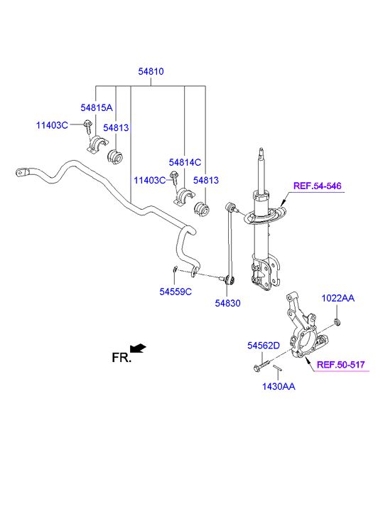 Hyundai 548102W000 - Bar assy - front stabilizer inparts.fi