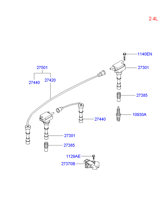 KIA 27501-38B00 - Sytytysjohtosarja inparts.fi