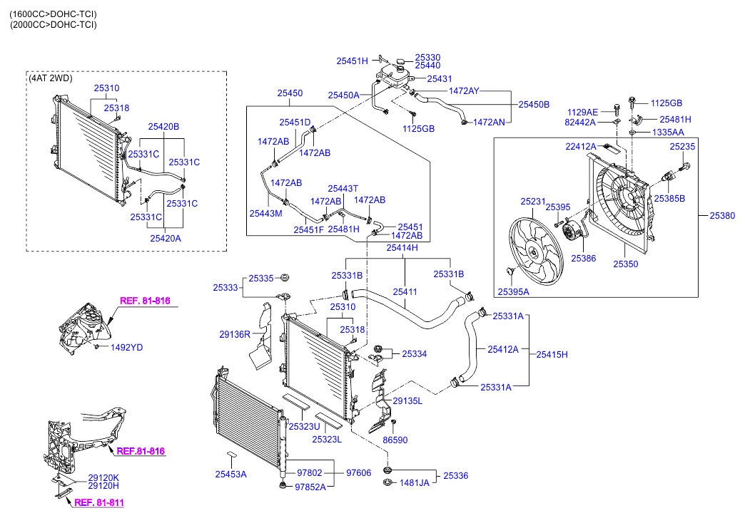 Hyundai 253102R000 - Jäähdytin,moottorin jäähdytys inparts.fi