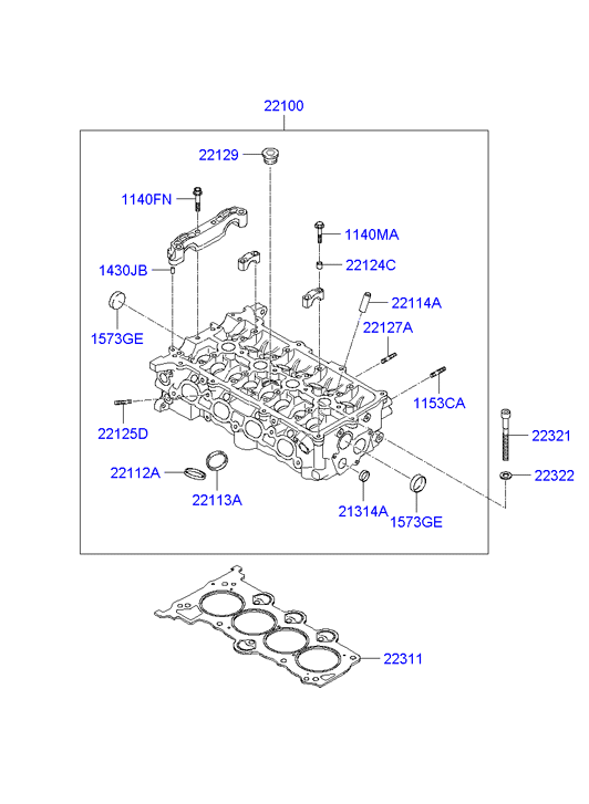 Hyundai 22311-2B002 - Tiiviste, sylinterikansi inparts.fi