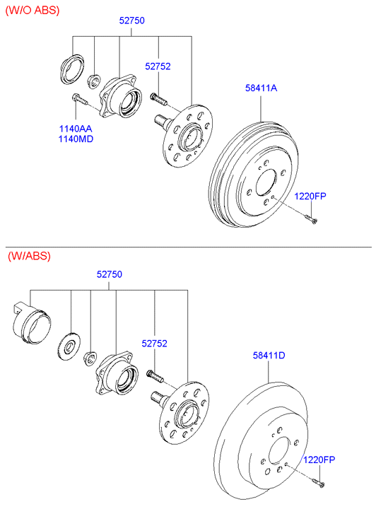 Hyundai 527521C000 - Pyöränpultit inparts.fi