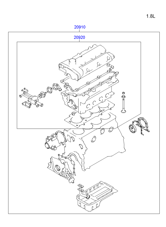 Hyundai 20910-23D00 - Täydellinen tiivistesarja, moottori inparts.fi