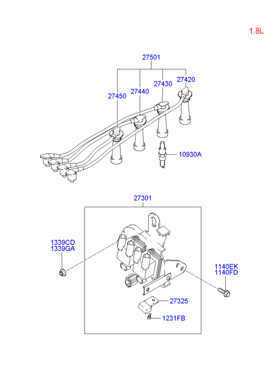 KIA 27440-23510 - Sytytysjohtosarja inparts.fi