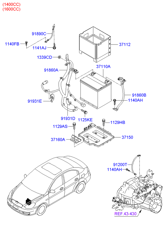 Hyundai 3711025000 - Käynnistysakku inparts.fi