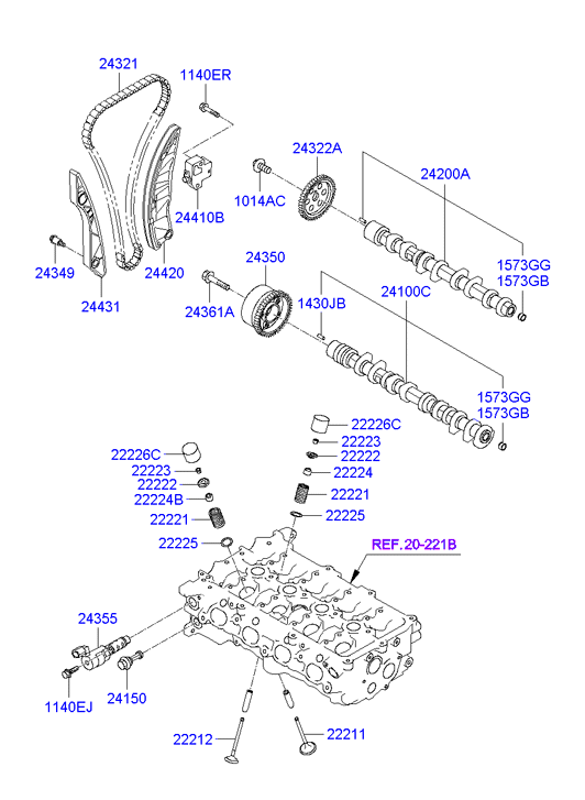 KIA 22224-2B000 - Tiiviste, venttiilivarsi inparts.fi