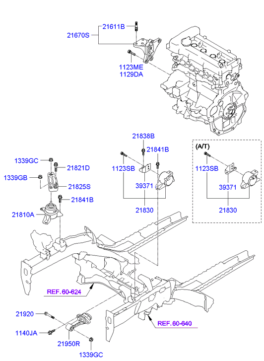 Hyundai 219501J000 - Moottorin tuki inparts.fi