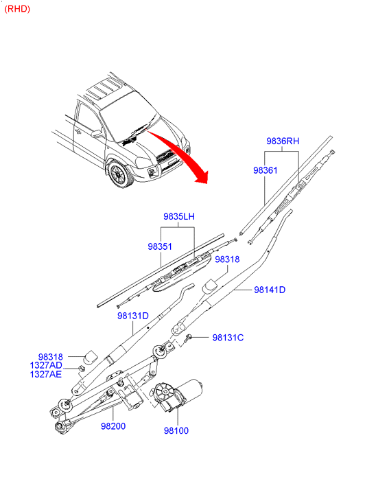 Hyundai 983502E010 - Pyyhkijänsulka inparts.fi