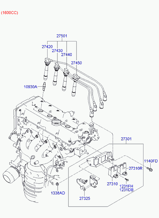 Hyundai 27501-26D00 - Sytytysjohtosarja inparts.fi