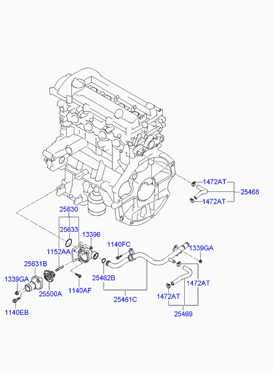 Hyundai 25631-03011 - Termostaattikotelo inparts.fi