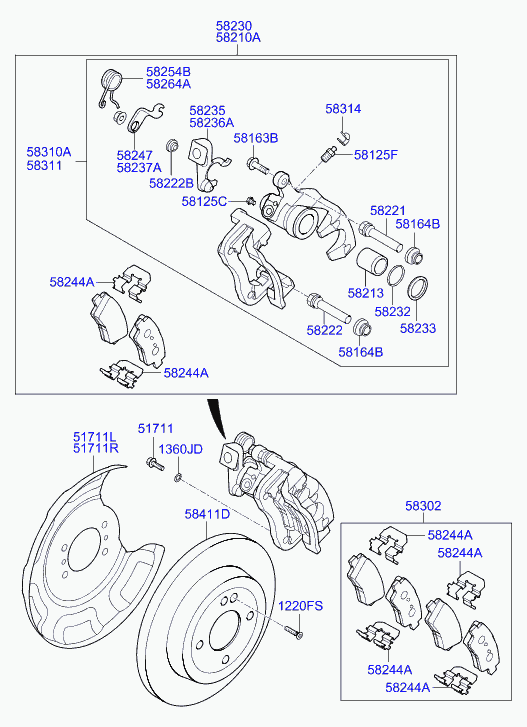 KIA 58230-B4300 - Ohjainhylsysarja, jarrusatula inparts.fi