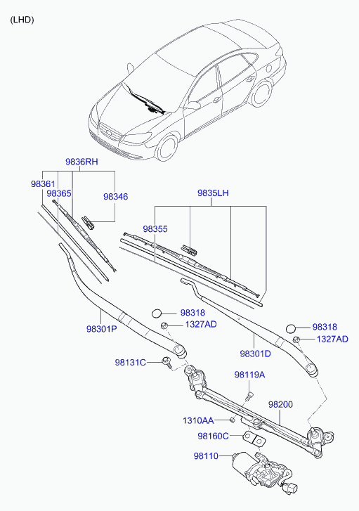 KIA 98350-2H050 - Pyyhkijänsulka inparts.fi