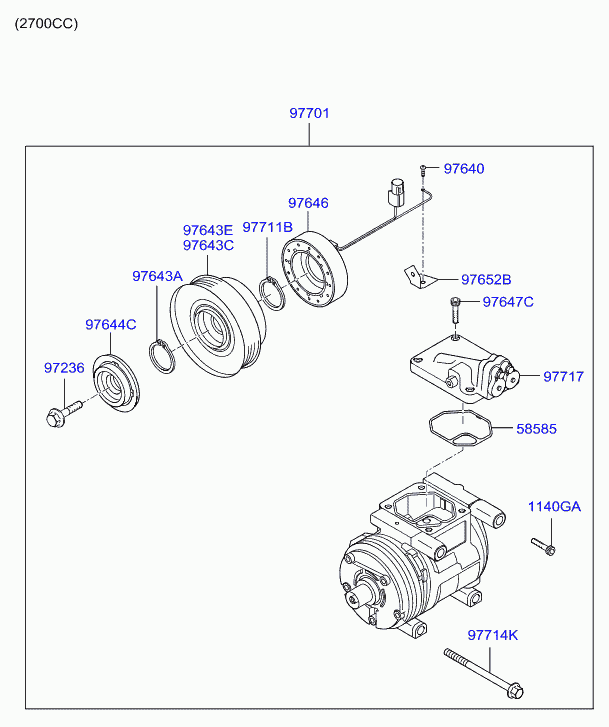 Hyundai 97701-2E300 - Kompressori, ilmastointilaite inparts.fi