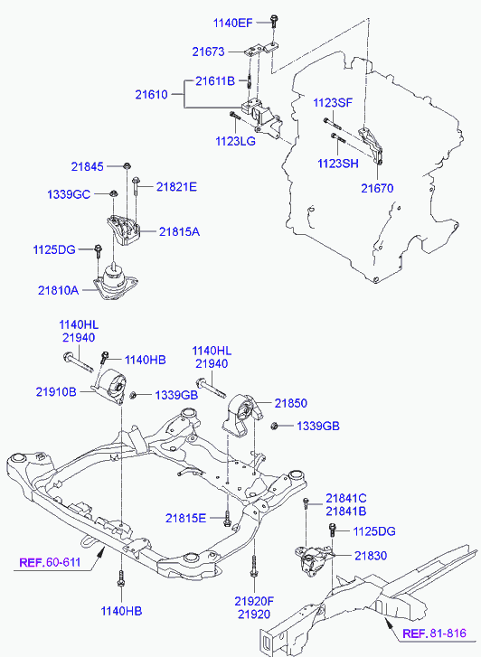 Hyundai 218100Q000 - Moottorin tuki inparts.fi