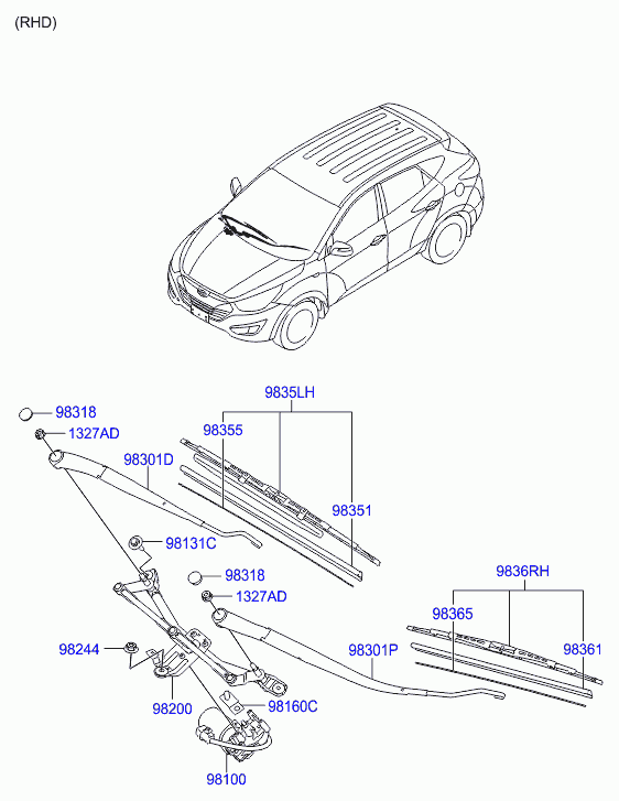 Hyundai 983502S010 - Blade assy - wiper, driver inparts.fi