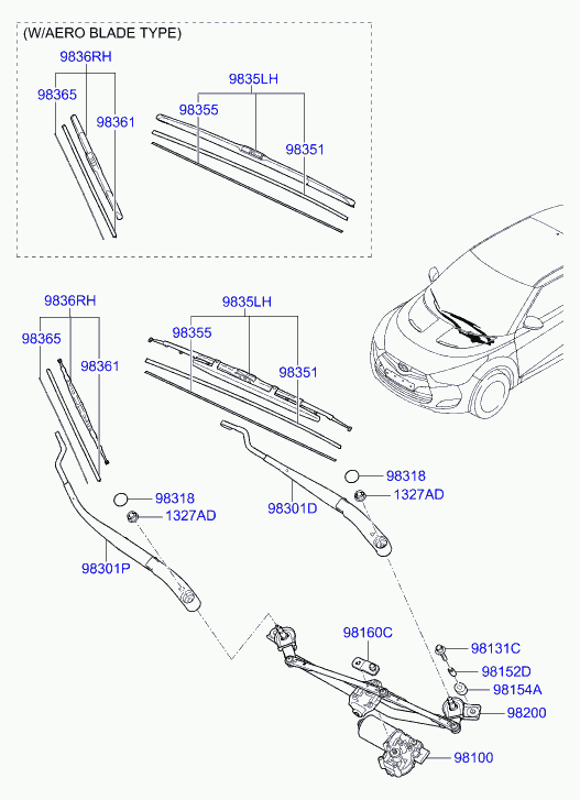 KIA 98351-2V000 - Pyyhkijänsulka inparts.fi