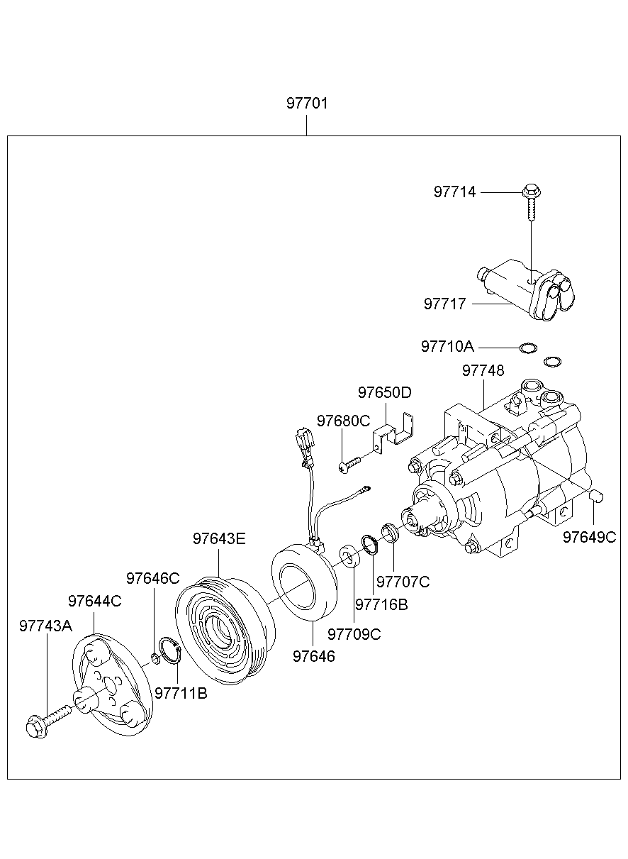 Hyundai 97701-4A300 - Kompressori, ilmastointilaite inparts.fi