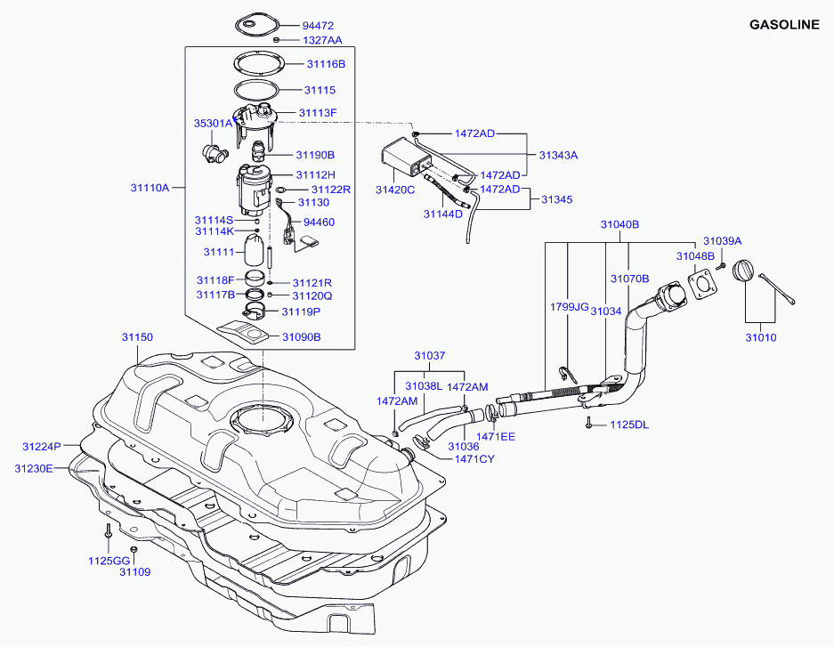 Hyundai 311231C100 - Polttoainesuodatin inparts.fi