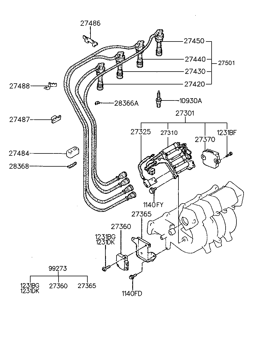 Hyundai 27501-33A00 - Sytytysjohtosarja inparts.fi