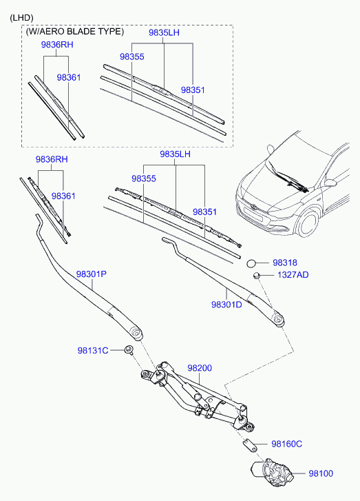 Hyundai 98360 1S000 - Pyyhkijänsulka inparts.fi