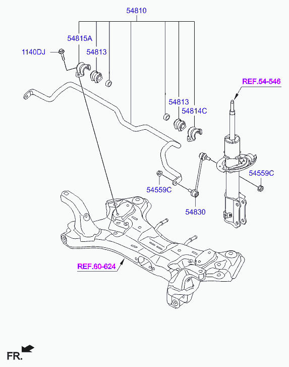 Hyundai 54830-C8000 - Tanko, kallistuksenvaimennin inparts.fi