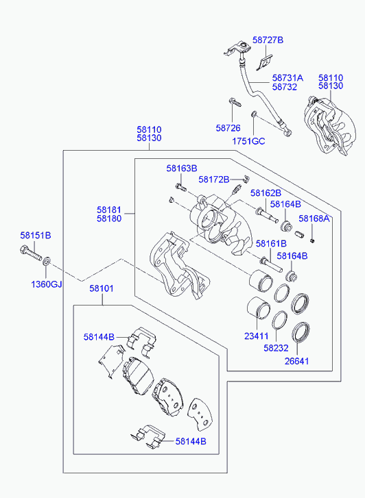 Hyundai 581442B000 - Tarvikesarja, jarrupala inparts.fi