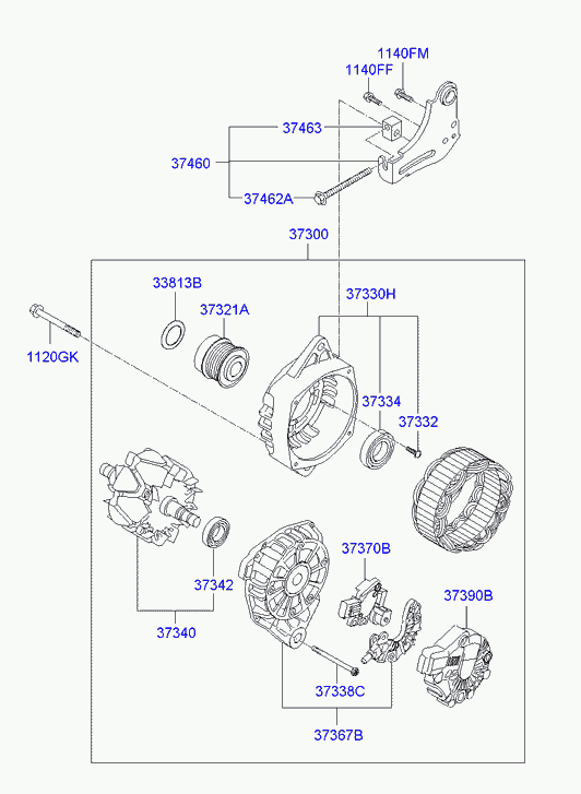 Hyundai 373002B750 - Laturi inparts.fi