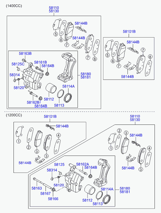 Hyundai 58162-2F300 - Ohjainhylsysarja, jarrusatula inparts.fi