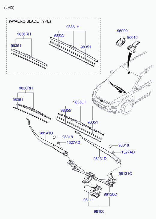 Hyundai 983602L030 - Pyyhkijänsulka inparts.fi