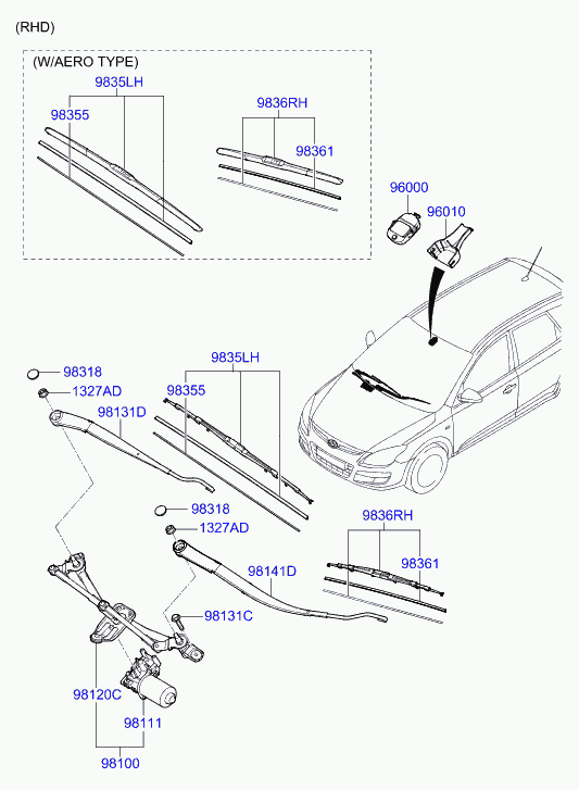 Hyundai 98110-1H000 - Pyyhkijän moottori inparts.fi