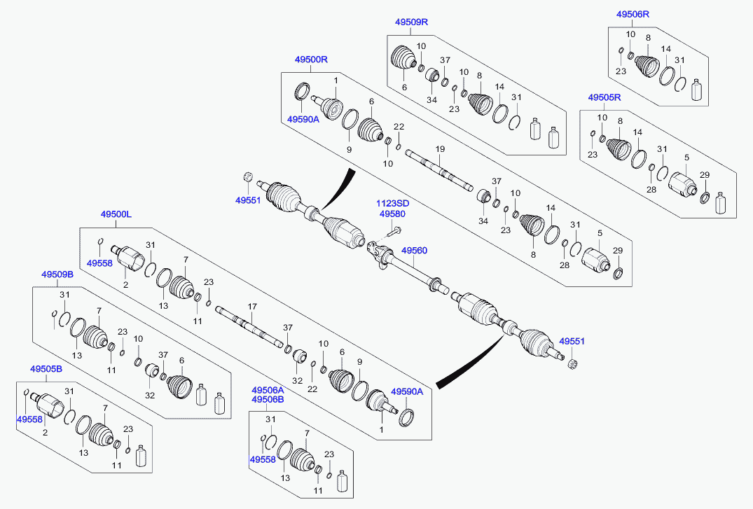 Hyundai 49581-2W450 - Paljekumi, vetoakseli inparts.fi