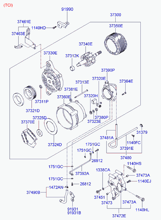 Hyundai 3730027020 - Laturi inparts.fi