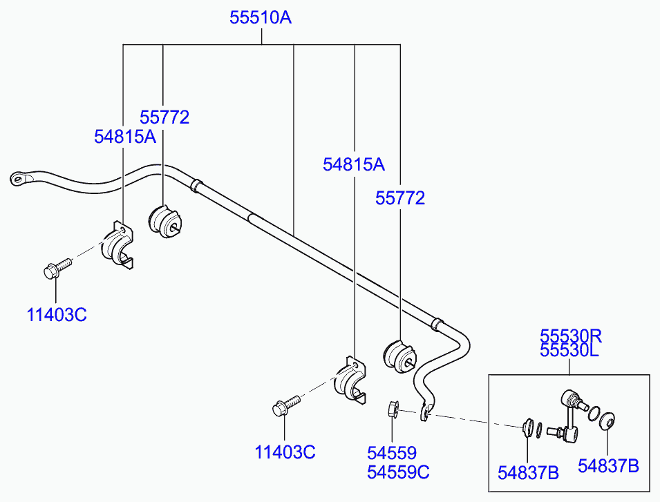 Hyundai 555304H000 - Tanko, kallistuksenvaimennin inparts.fi