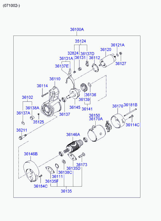 KIA 36100-4A000 - Käynnistinmoottori inparts.fi