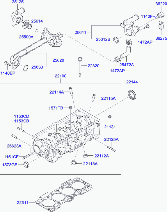 Hyundai 25500-02500 - Termostaatti, jäähdytysneste inparts.fi