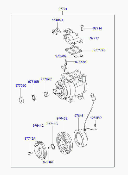 Hyundai 97701-1C100 - Kompressori, ilmastointilaite inparts.fi