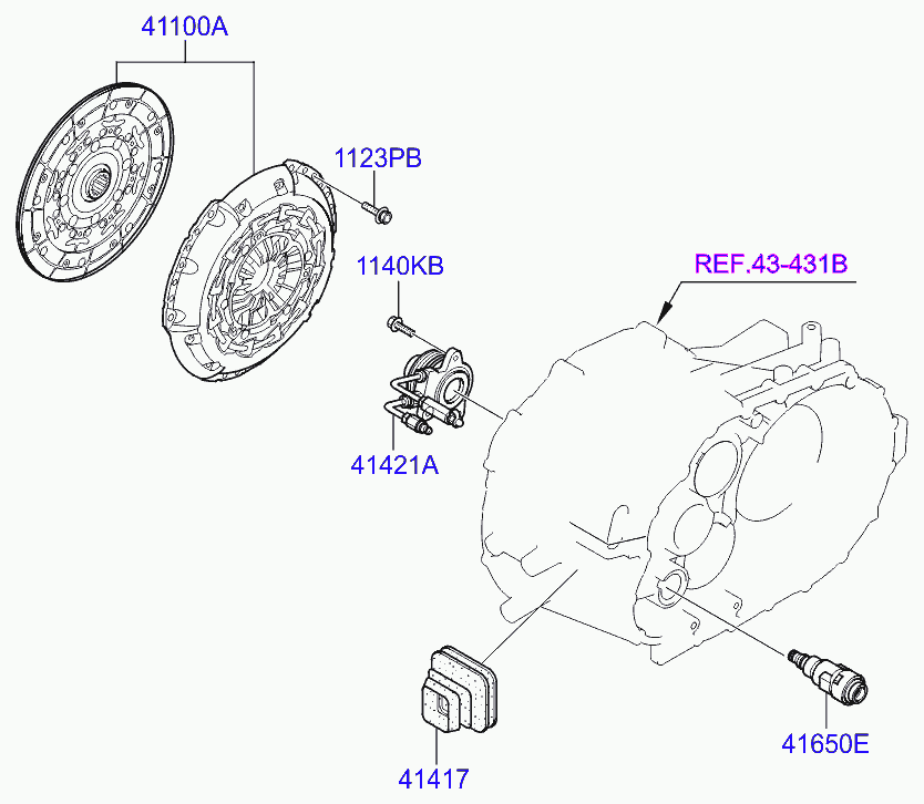 Hyundai 41421-24500 - Irroitusmekanismi, kytkin inparts.fi