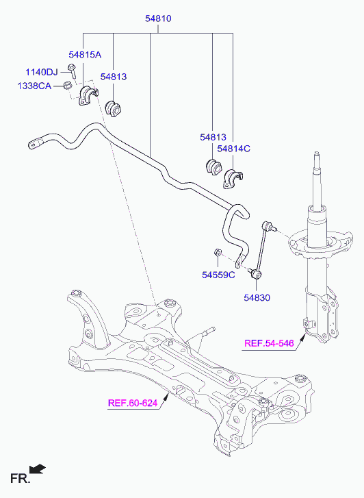 Hyundai 54830M0000 - Tanko, kallistuksenvaimennin inparts.fi