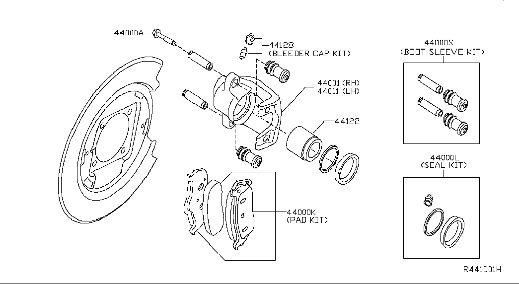 NISSAN 441357S025 - Ohjaustappi, jarrusatula inparts.fi