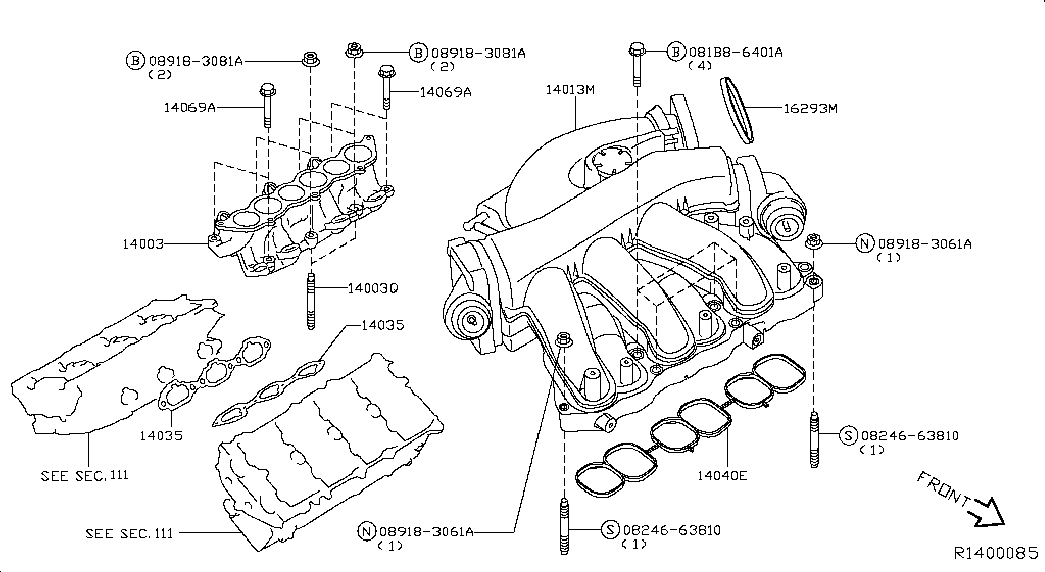 NISSAN 14035-JA10C - Tiiviste, imusarja inparts.fi