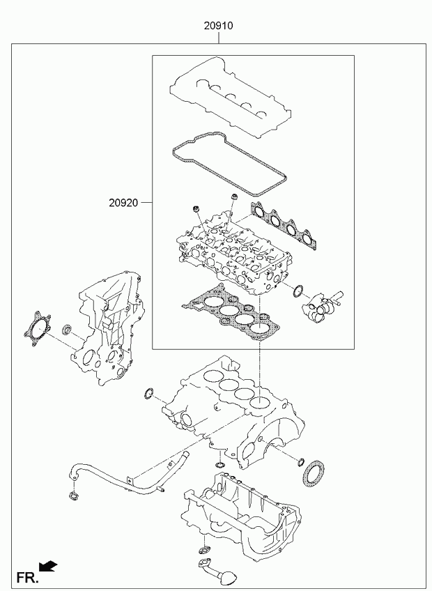 Hyundai 20910-2BB00 - Täydellinen tiivistesarja, moottori inparts.fi