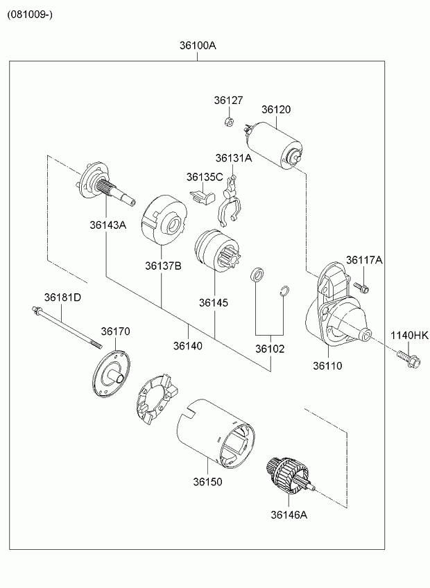 KIA 3610023070 - Käynnistinmoottori inparts.fi