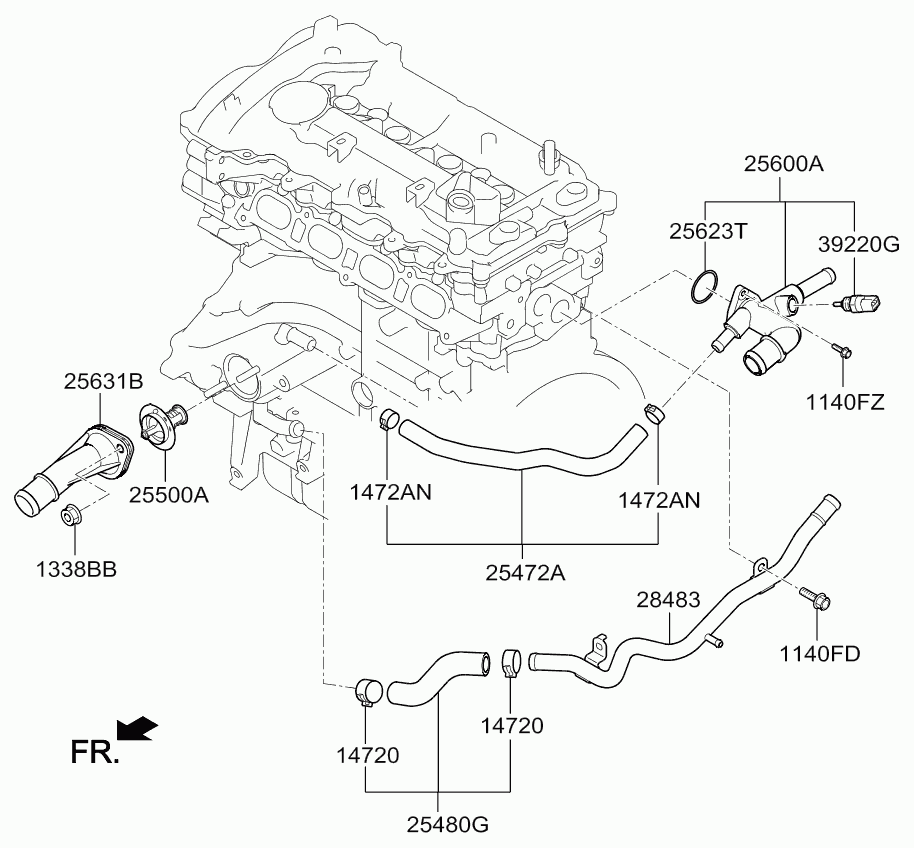 KIA 25500 2E000 - Termostaatti, jäähdytysneste inparts.fi