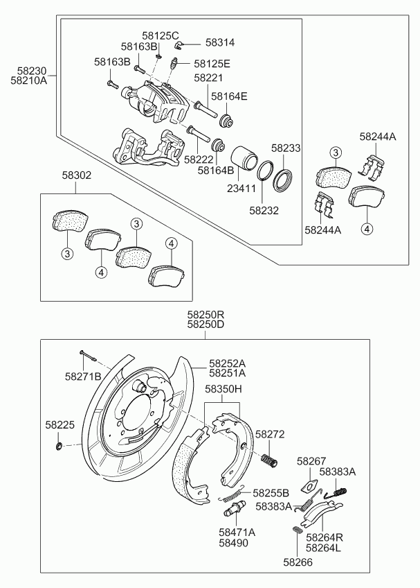 KIA 583504DA00 - Jarrukenkäsarja, seisontajarru inparts.fi