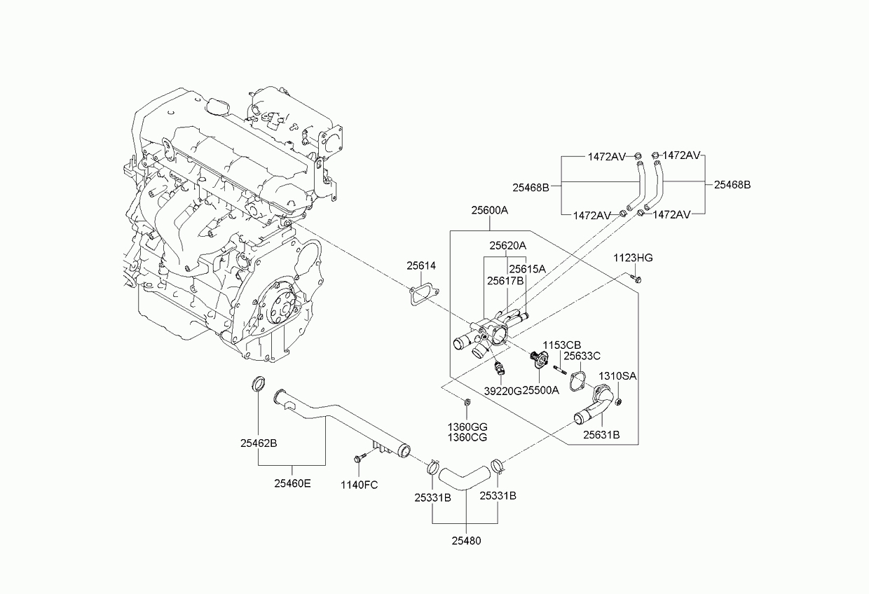 Hyundai 25620-23640 - Termostaattikotelo inparts.fi