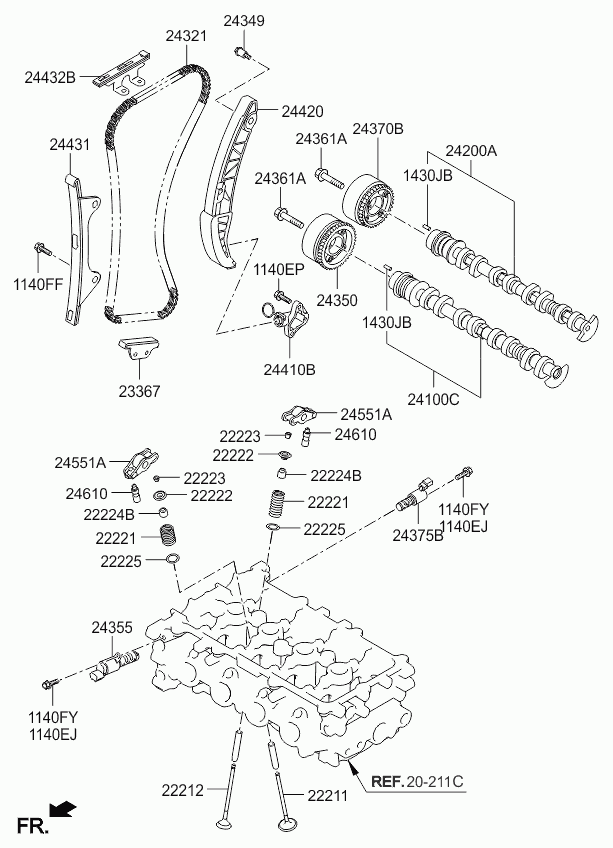 Hyundai 24432-03000 - Jakoketjusarja inparts.fi